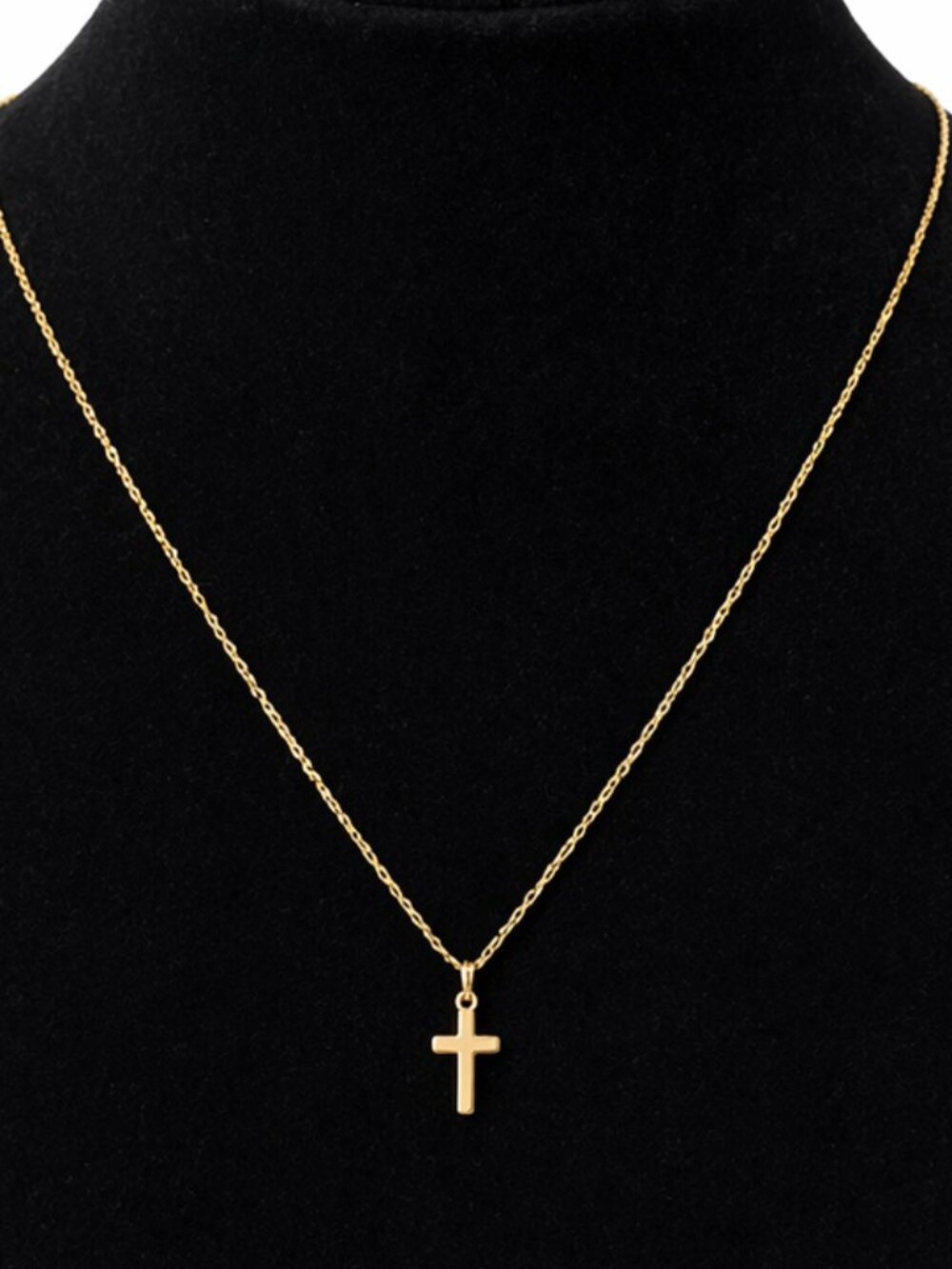 EUC 14K Yellow Gold Diamond Cut Cross Necklace – 14” Child Length